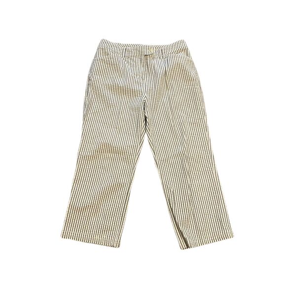 Jones New York Cropped Pants ~ Sz 8 ~ White ~ High Rise ~ 23" Inseam ~ Striped - Picture 1 of 6